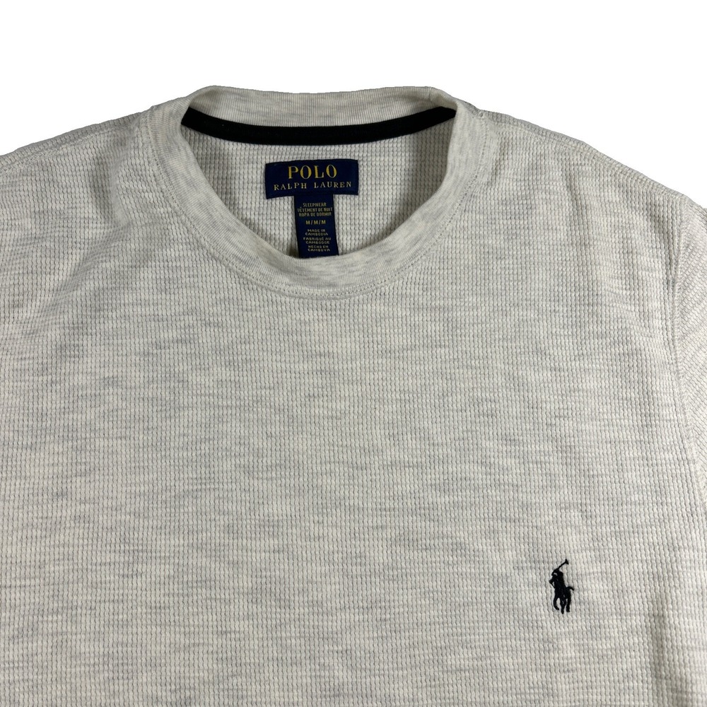 Polo Ralph Lauren Mens Oatmeal Heather Waffle Knit Thermal Sleep Shirt Medium